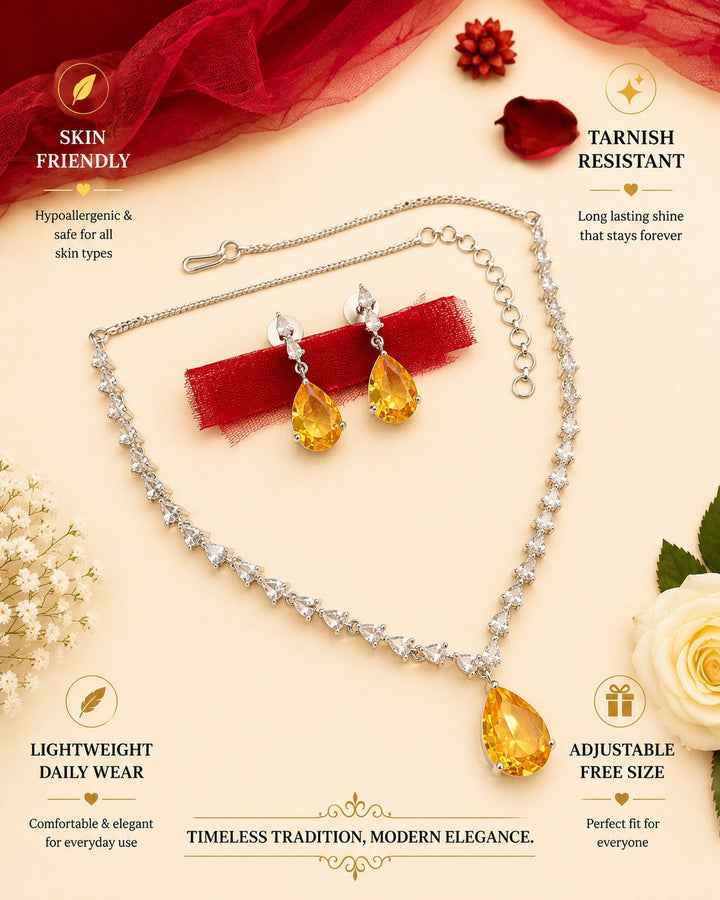 American Diamond Pendant Set – Luxury Elegant Sparkle | SHOBITAM