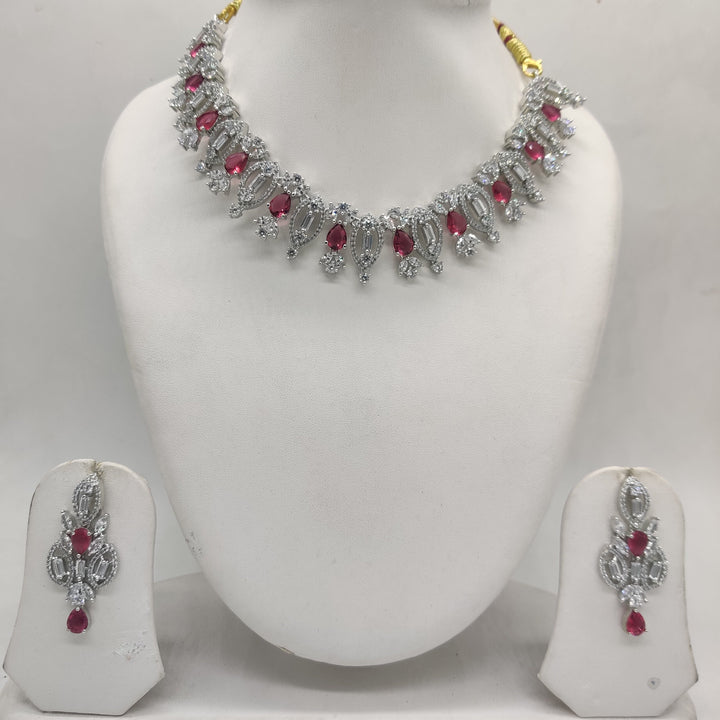 White & Pink CZ Necklace Set | SHOBITAM