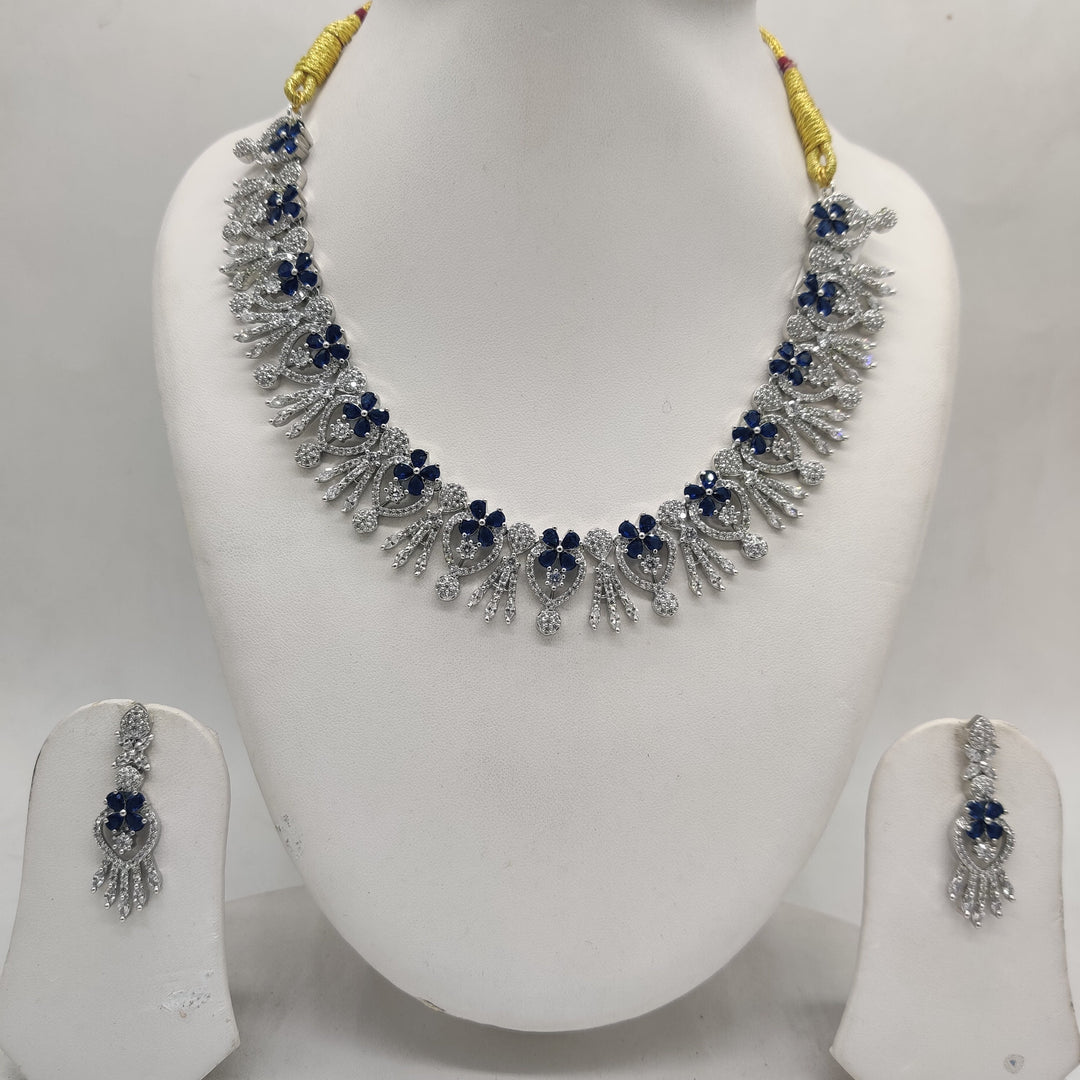 White & Blue CZ Necklace Set | SHOBITAM
