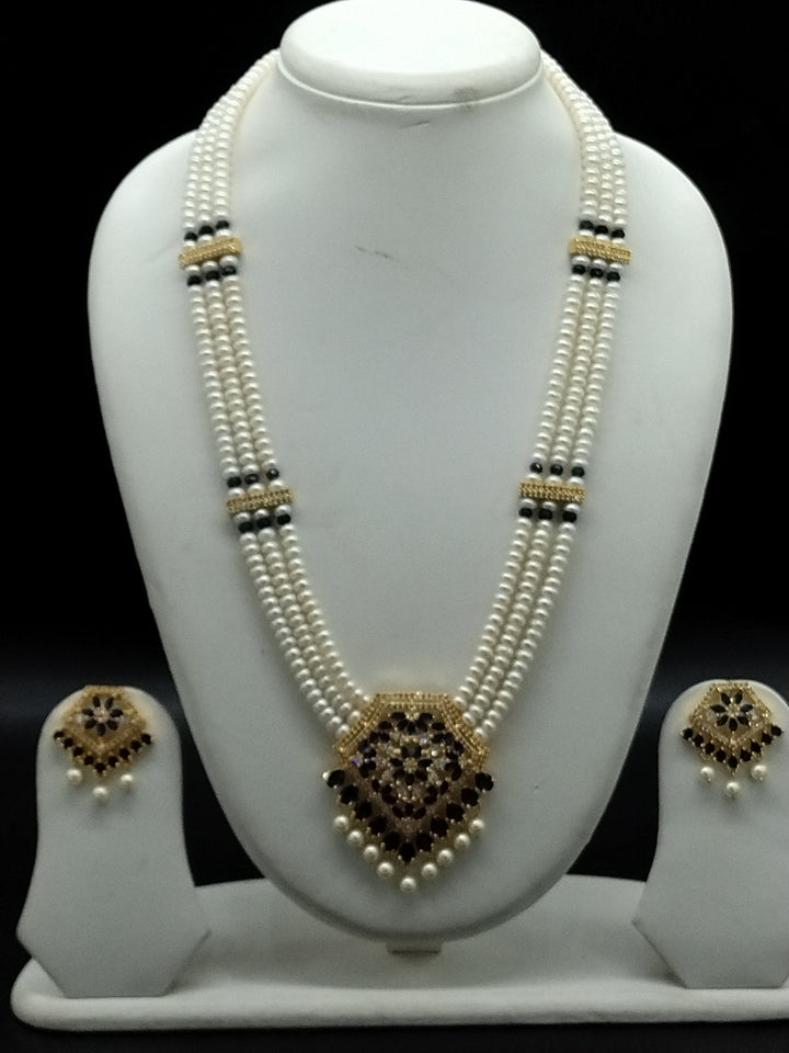 Blue Stone Freshwater Pearl Rani Haar Necklace Set | SHOBITAM