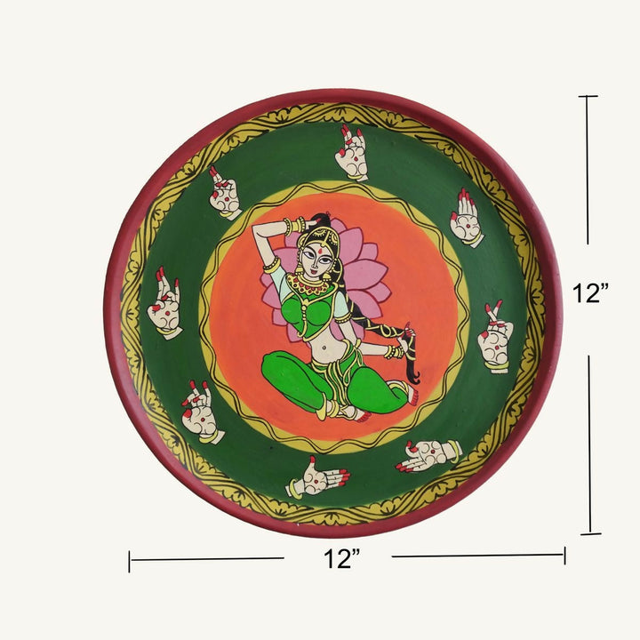 12" Wooden Bharatanatyam Mudra Cheriyal handpainted Wall hanging | SHOBITAM