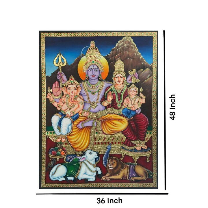 TANJORE PAINTING SHIVA FAMILY 48*36 | SHOBITAM