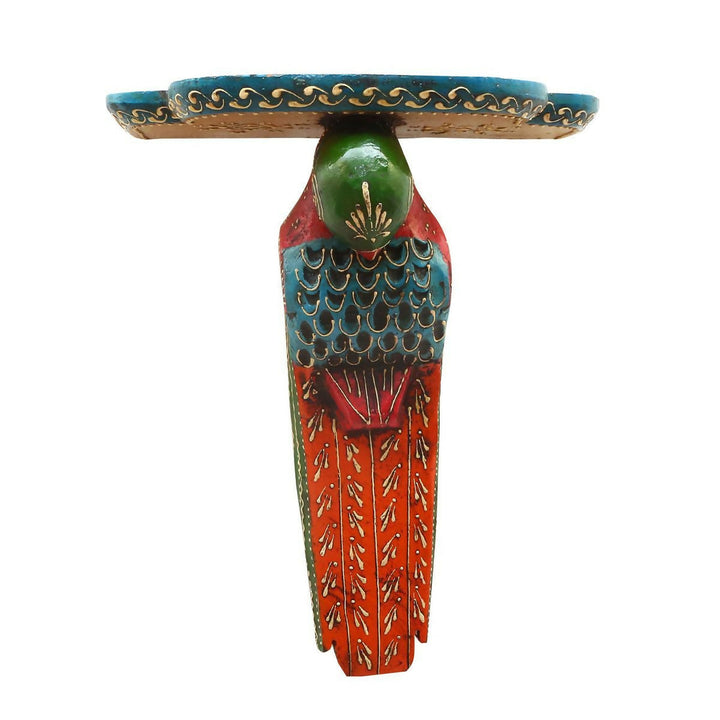 WOODEN PAINTED PEACOCK BRACKET | SHOBITAM