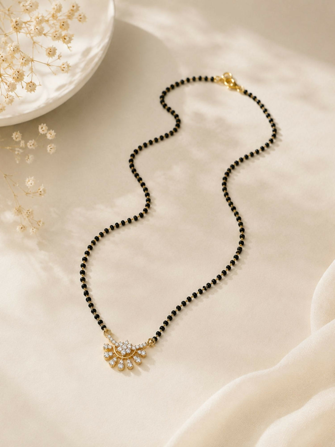 Elegant Diamond Blackbead Mangalsutra | SHOBITAM