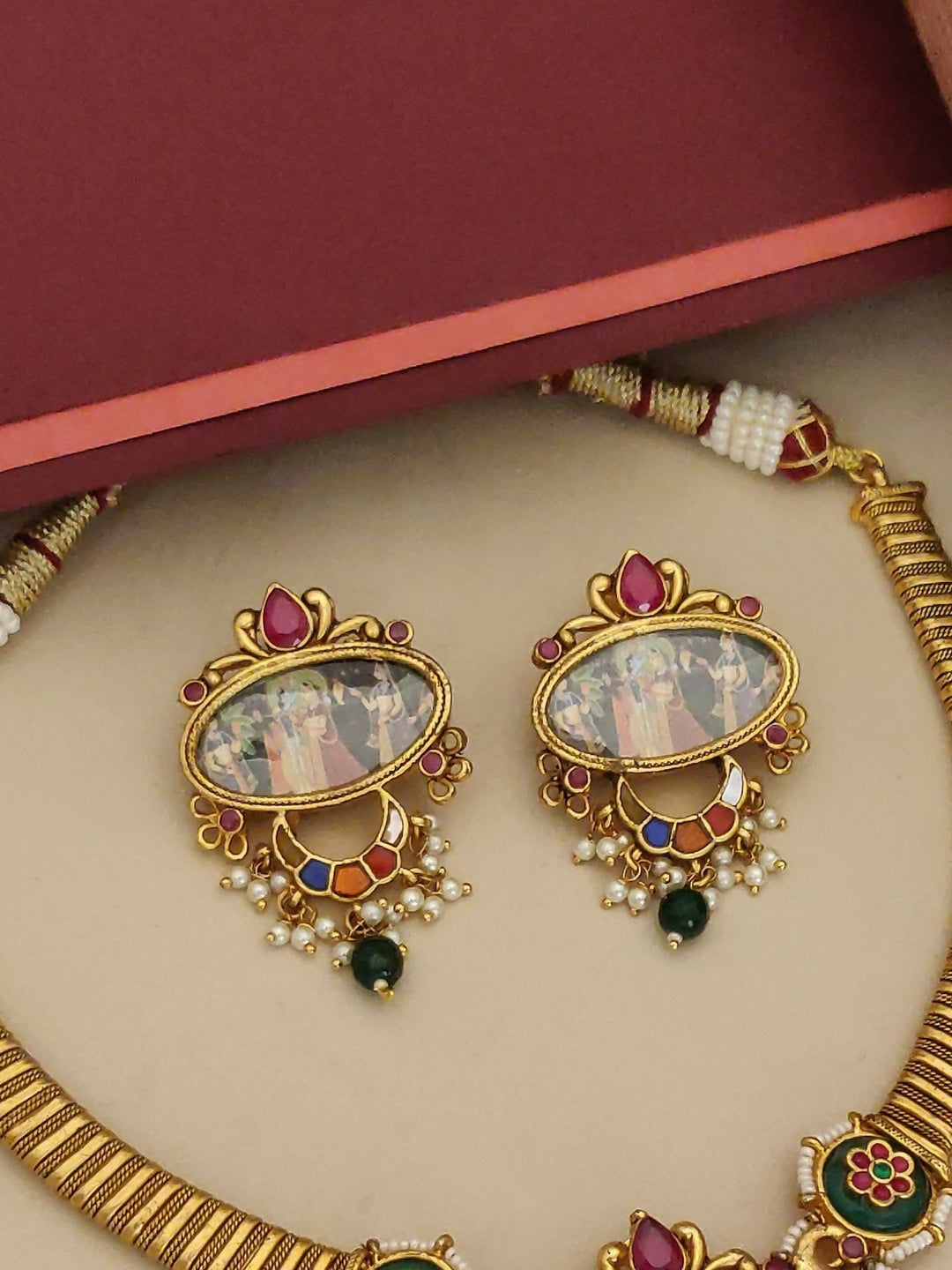 Royal Imitation Southindian Temple Necklace Set | SHOBITAM