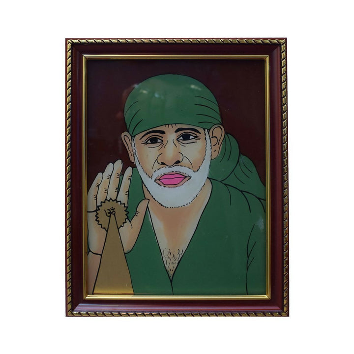 9*7*1 Reverse Glass painting of Sai Baba | SHOBITAM
