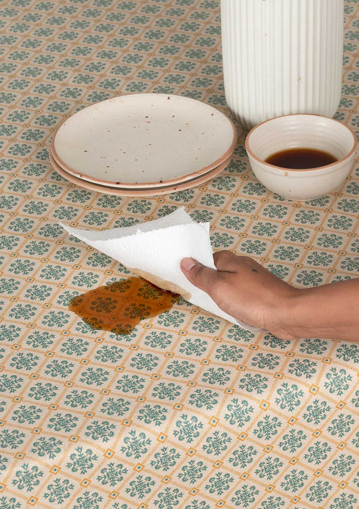 Yura Spill safe water-resistant coated cotton table cloth | SHOBITAM