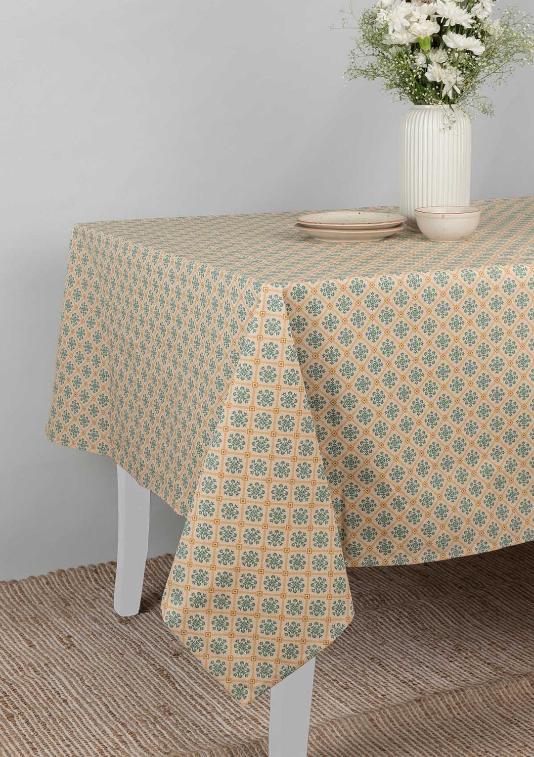 Yura Spill safe water-resistant coated cotton table cloth | SHOBITAM