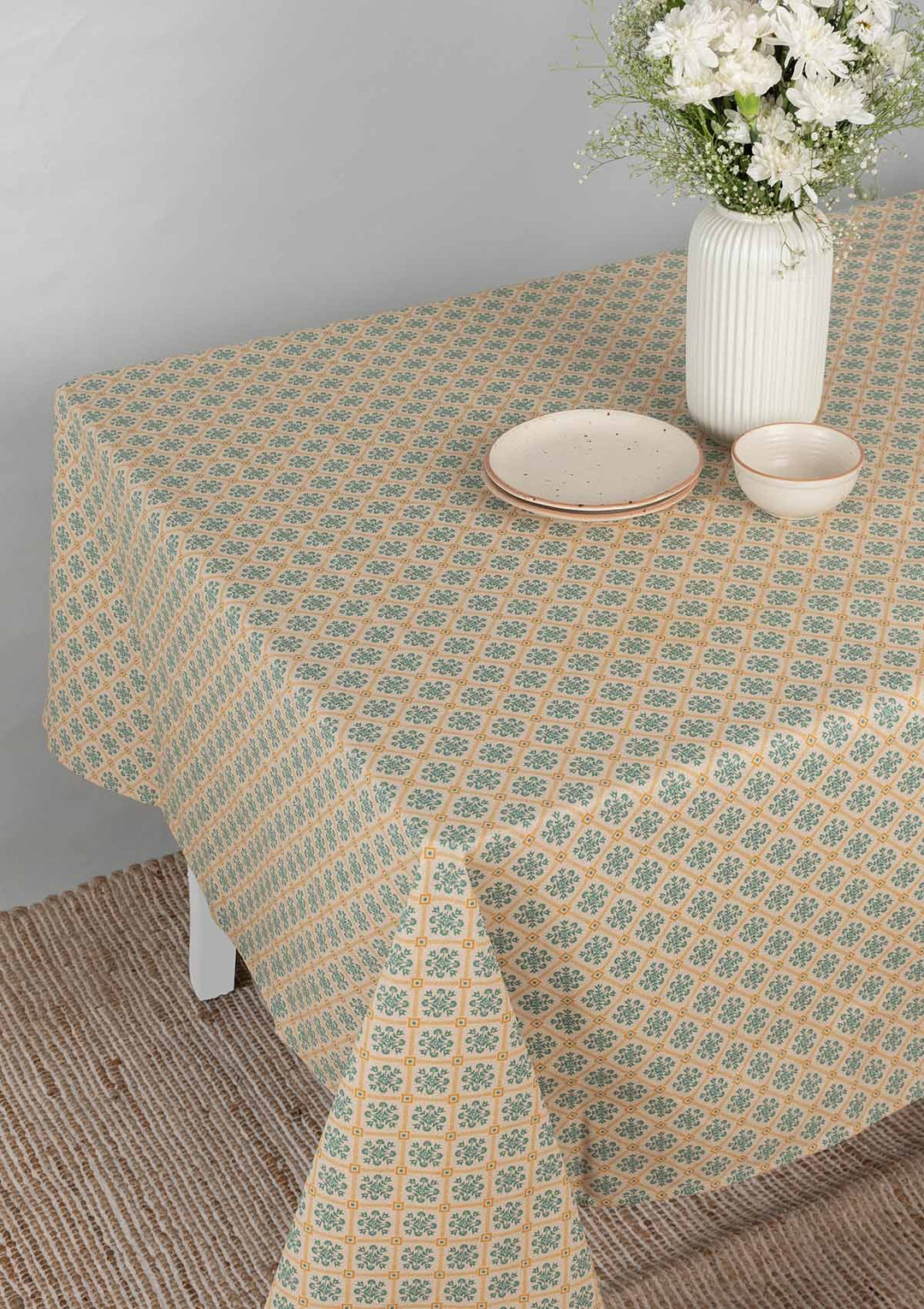 Yura Spill safe water-resistant coated cotton table cloth | SHOBITAM