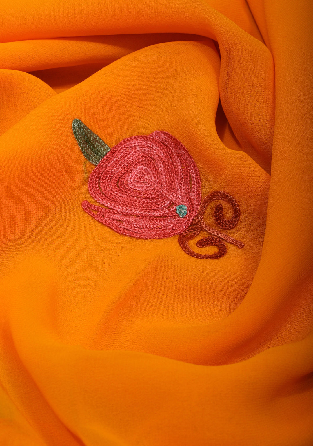 Orange Kashmiri Aari Embroidered Floral Georgette Saree