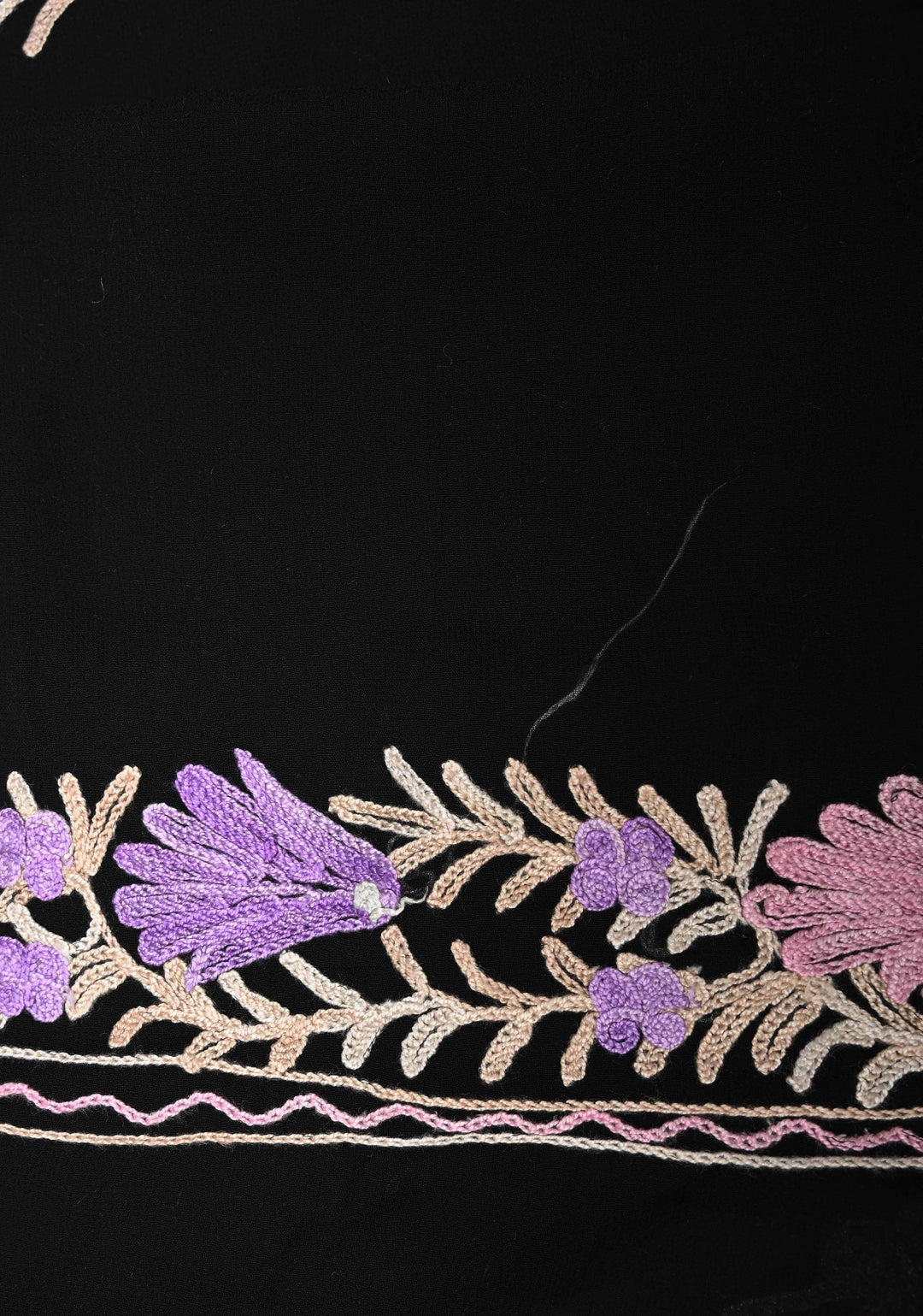 Black Kashmiri Aari Georgette Saree with Floral Embroidery