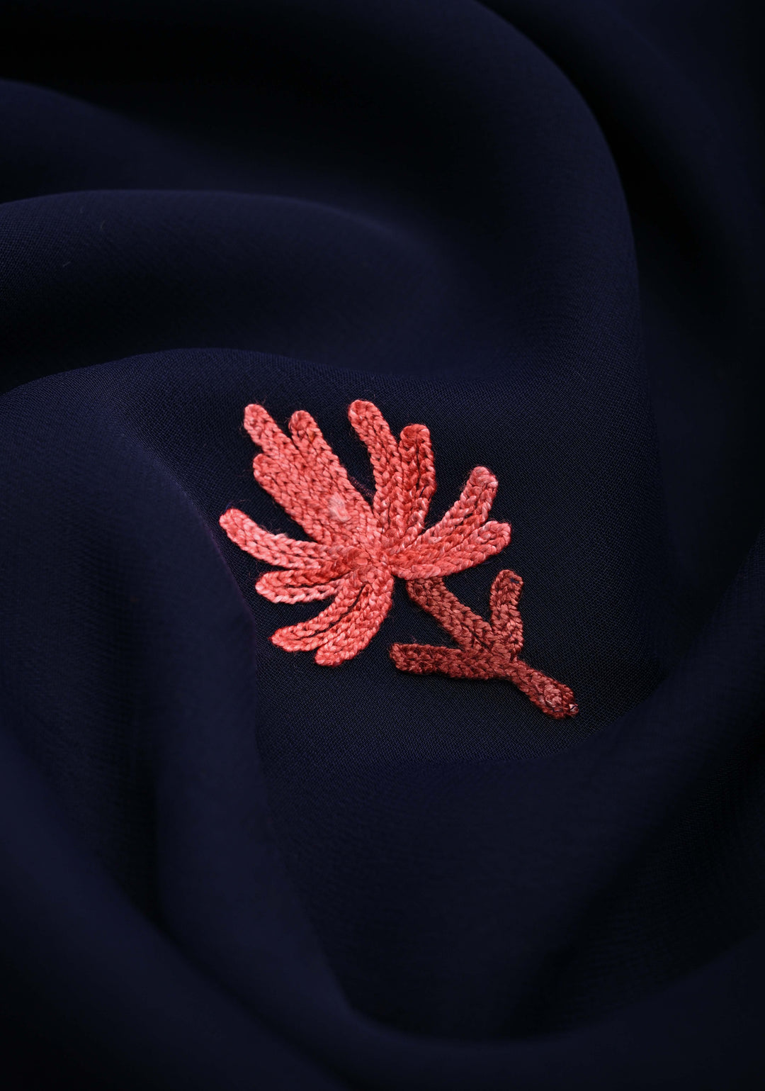Midnight Blue Kashmiri Aari Georgette Saree with Floral Embroidery