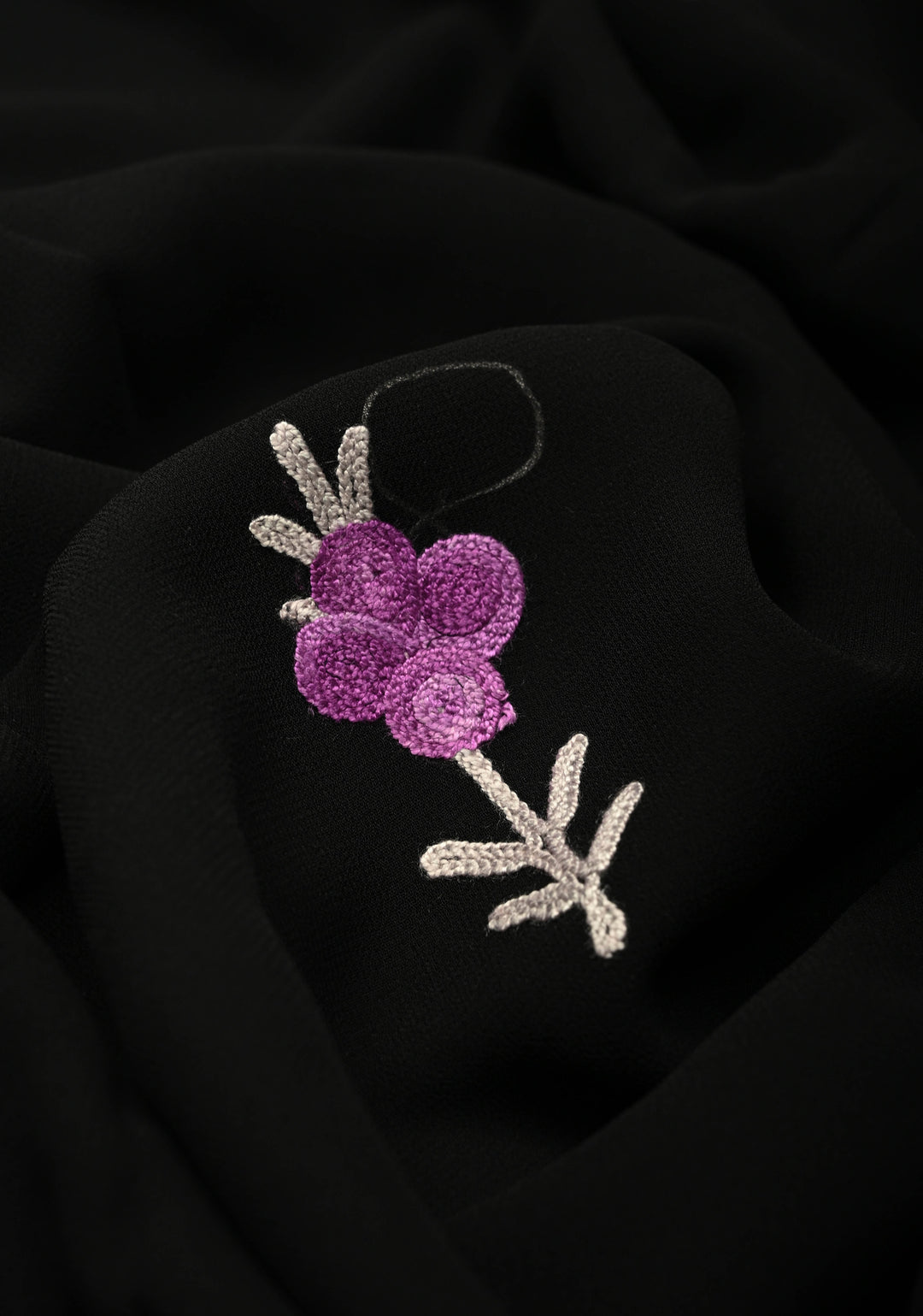 Black Kashmiri Aari Georgette Saree with Floral Embroidery | SHOBITAM