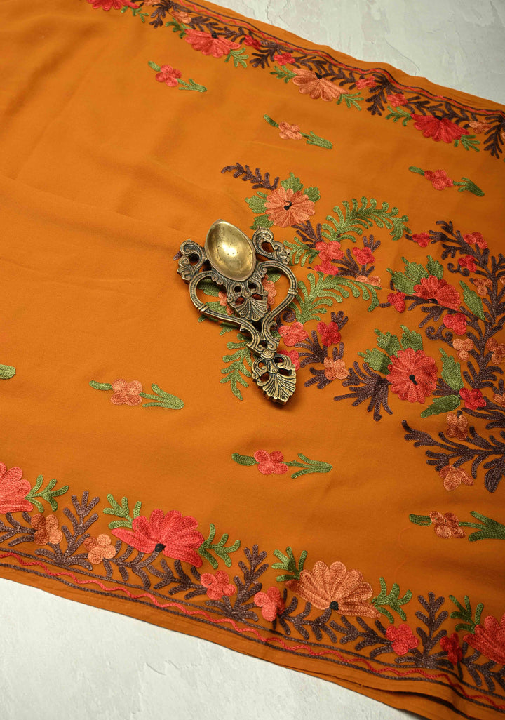 Purple Kashmiri Aari Georgette Saree with Floral Embroidery (Copy)