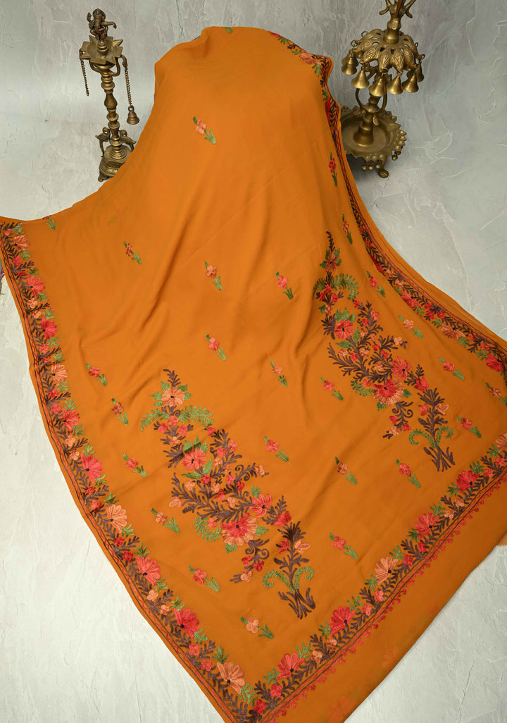 Purple Kashmiri Aari Georgette Saree with Floral Embroidery (Copy)