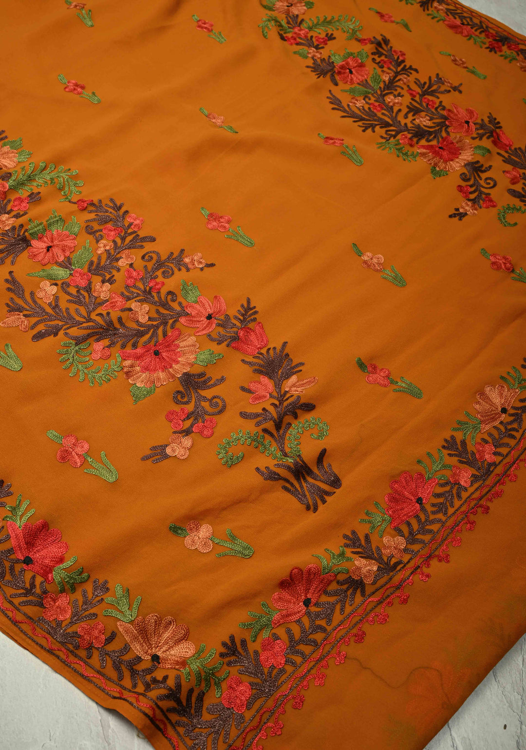 Purple Kashmiri Aari Georgette Saree with Floral Embroidery (Copy)