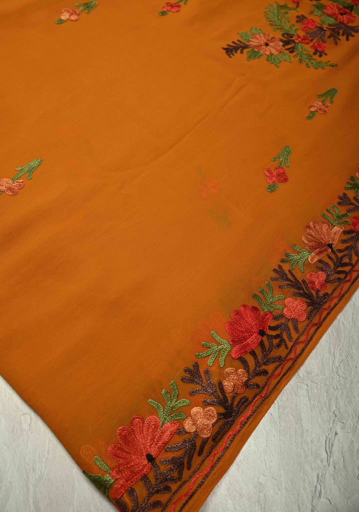 Purple Kashmiri Aari Georgette Saree with Floral Embroidery (Copy)