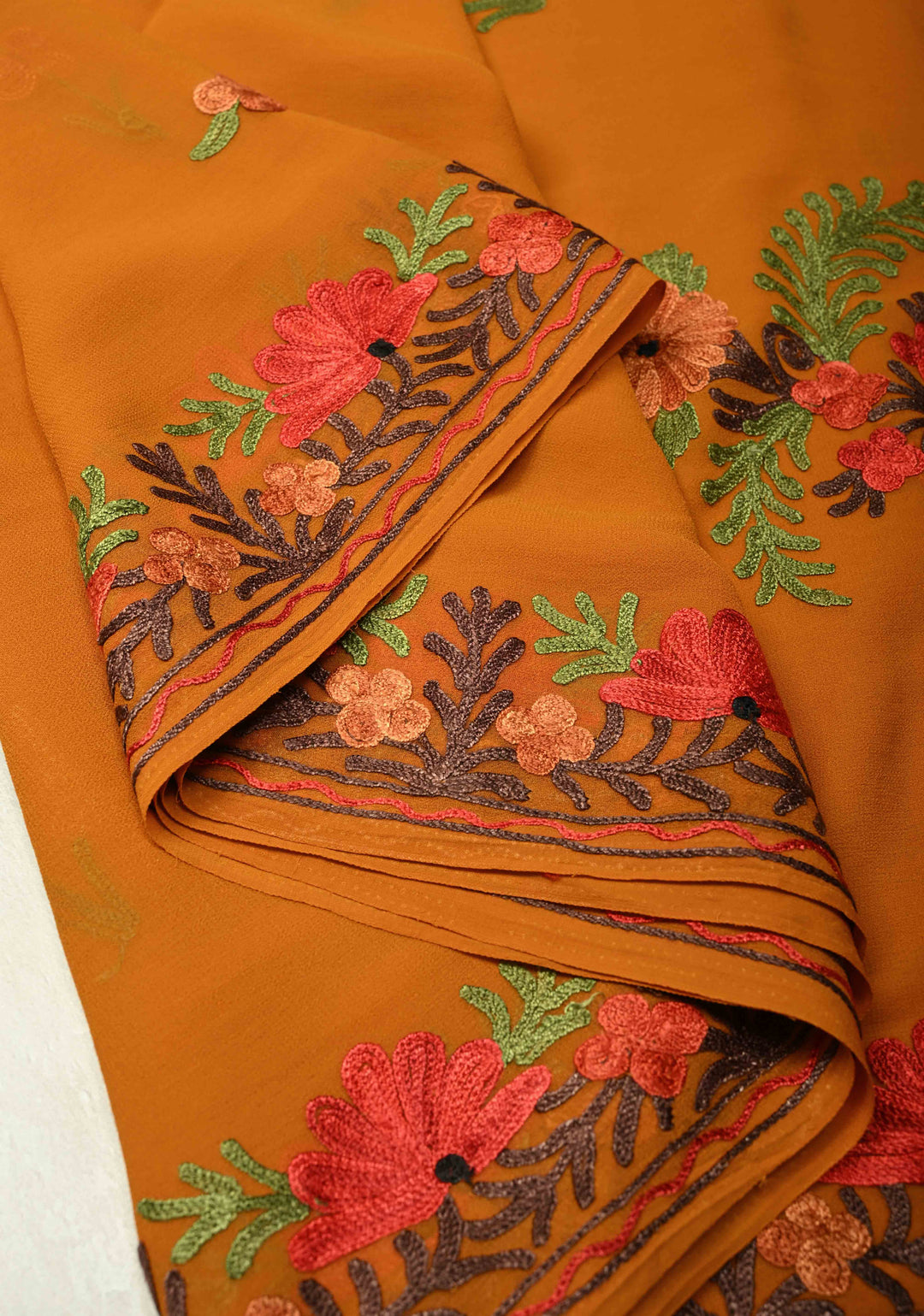 Purple Kashmiri Aari Georgette Saree with Floral Embroidery (Copy)