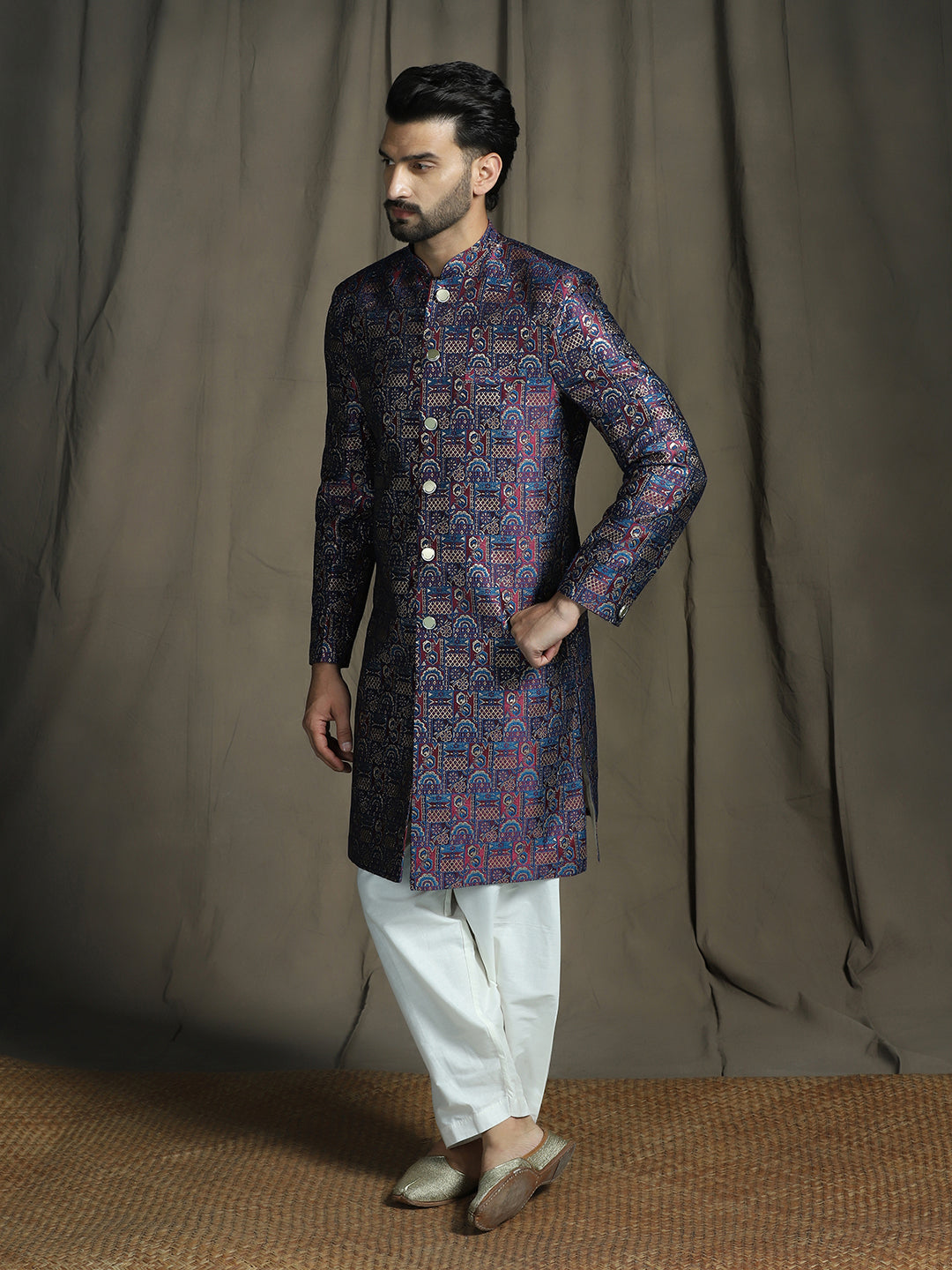 Darbar Jacquard Sherwani Set for Men | SHOBITAM
