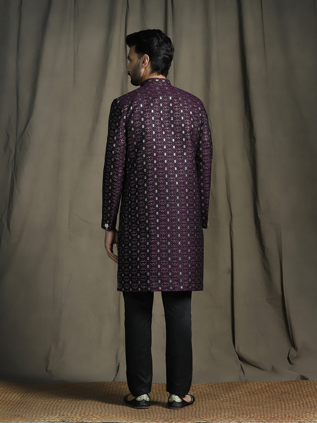 Virasat Jacquard Sherwani with Pajama Set for Men | SHOBITAM