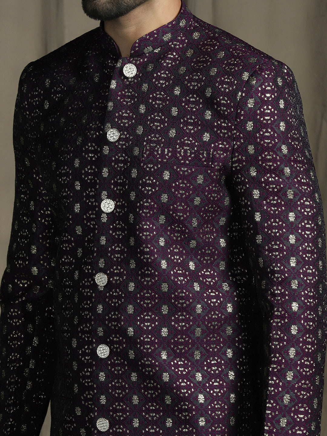 Virasat Jacquard Sherwani with Pajama Set for Men | SHOBITAM