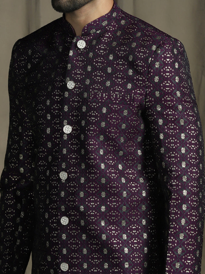 Virasat Jacquard Sherwani with Pajama Set for Men | SHOBITAM