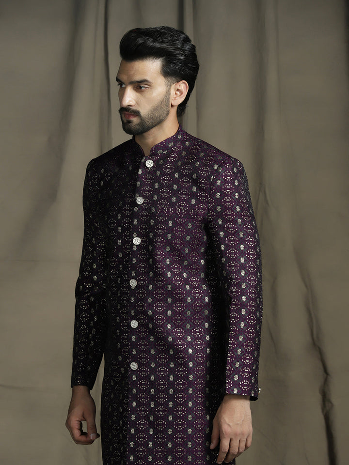 Virasat Jacquard Sherwani with Pajama Set for Men | SHOBITAM
