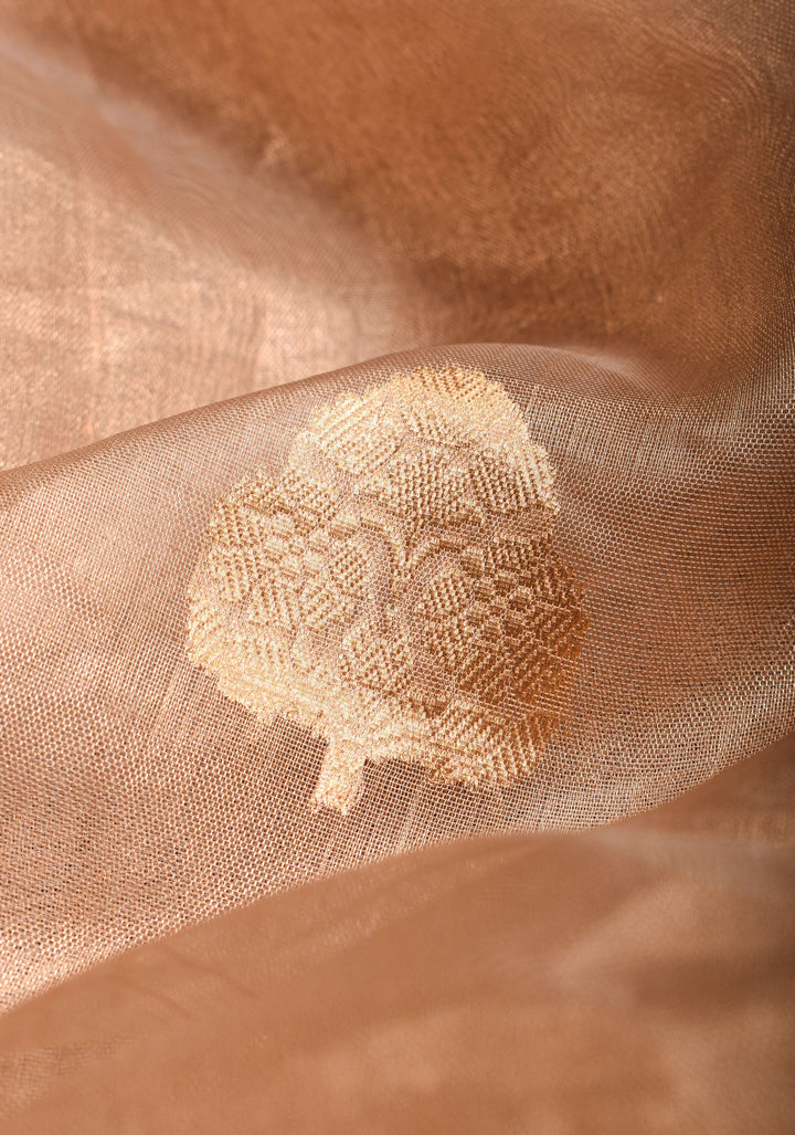 Stunning Golden Tissue Pure Silk Banarasi Saree with Sona Rupa Damask Motifs and Gold Zari Border | SILK MARK CERTIFIED