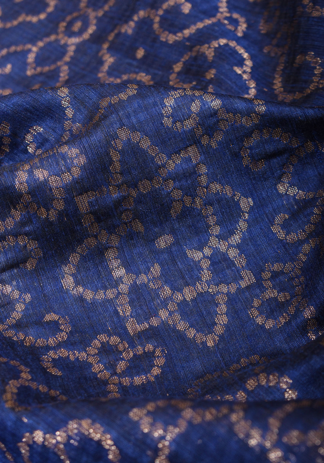 Authentic Banarasi Trellis pattern Pure Dupion Silk saree in Midnight Blue | SILK MARK CERTIFIED