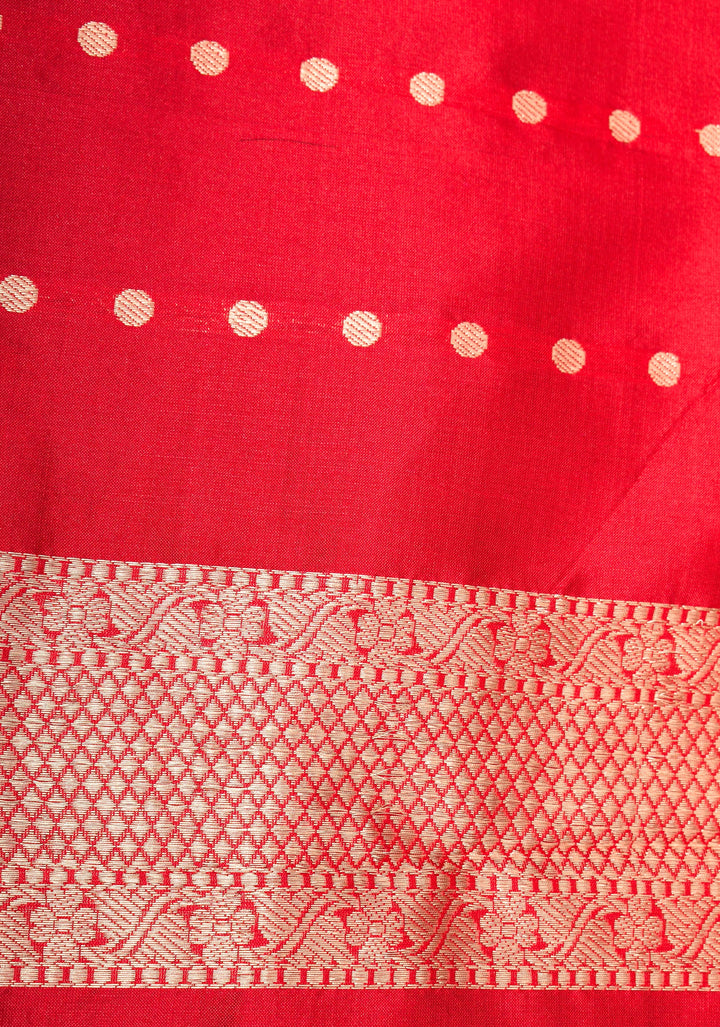 Peacock Butta Shikaargah Banarasi  Saree in Black and Red | Silk Mark Certified