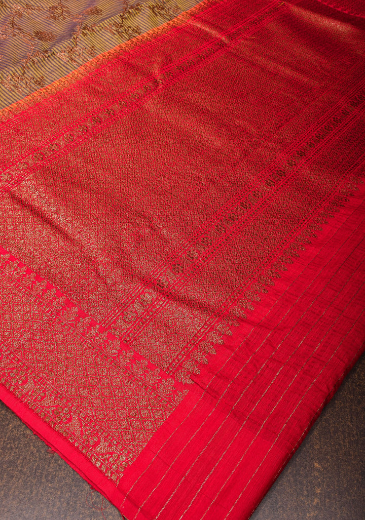 Kadhuwa Jaal Banarasi Pure Dupion Silk Saree in Methi Green |CERTIFIED SILK