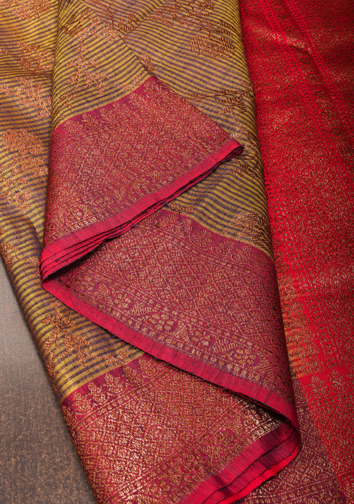 Kadhuwa Jaal Banarasi Pure Dupion Silk Saree in Methi Green |CERTIFIED SILK