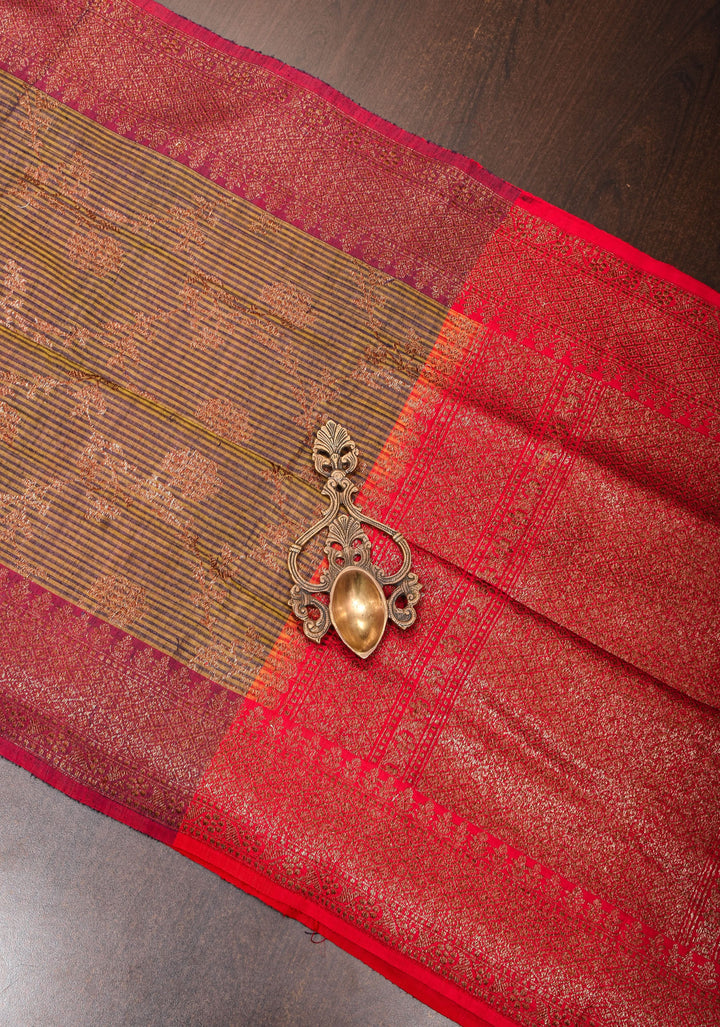 Kadhuwa Jaal Banarasi Pure Dupion Silk Saree in Methi Green |CERTIFIED SILK