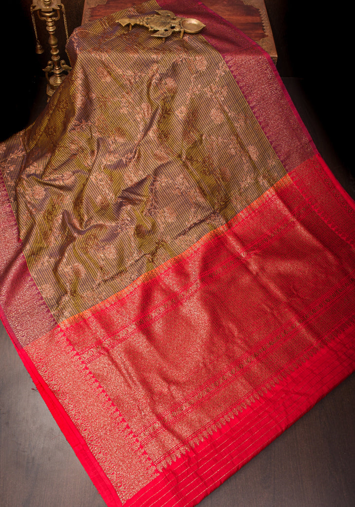 Kadhuwa Jaal Banarasi Pure Dupion Silk Saree in Methi Green |CERTIFIED SILK