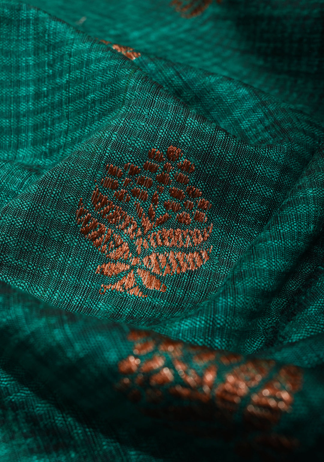 Rama Green Dupion Banarasi Silk Saree with short width borders |CERTIFIED SILK