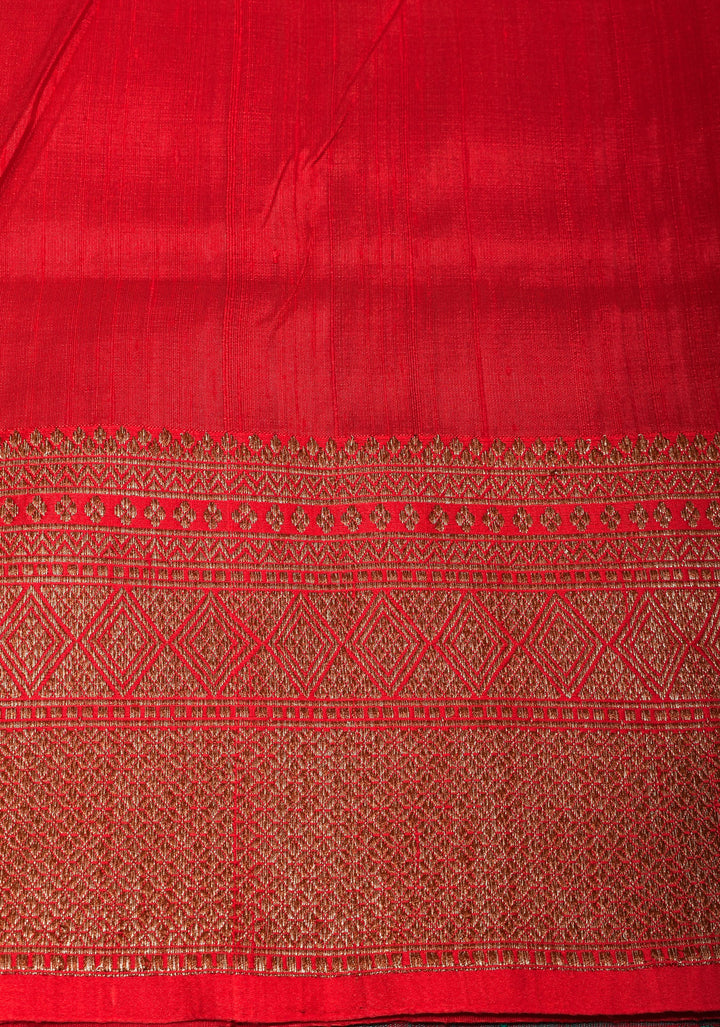 Teal Zari Buttas Pure Banarasi Raw Silk Saree|CERTIFIED SILK