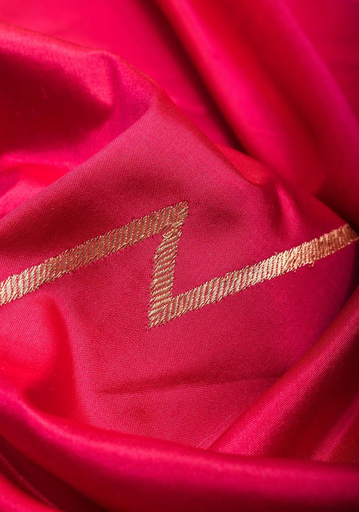 Half Jaal Banarasi Silk Saree with Leheria   in Pinkish Red | SILK MARK CERTIFIED