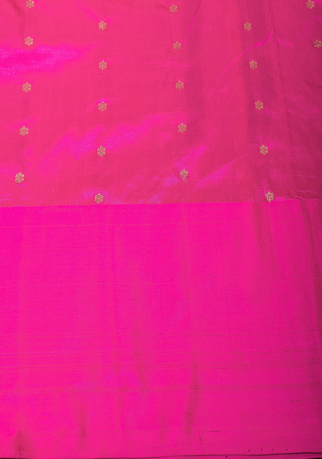 Maroon Katan Silk Saree with Zari Floral buttas and Pink Meenakari Contrast Border | SILK MARK CERTIFIED