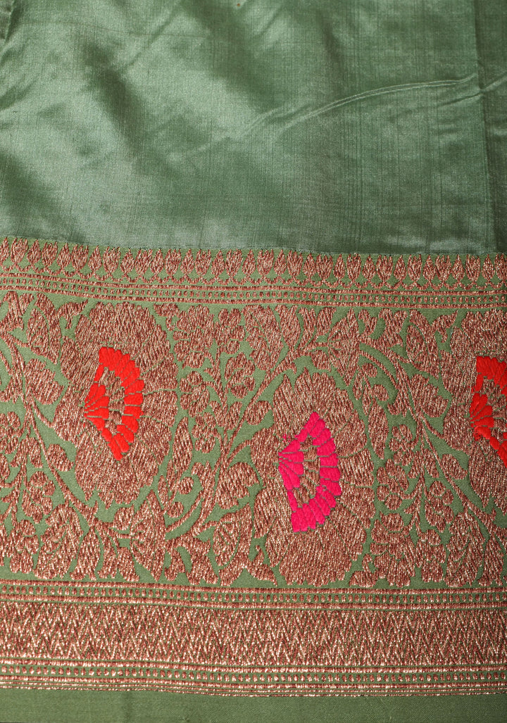 Pure Tussar Banarasi Meenakari Silk Saree with Antique Zari Kadhuwa Weaving in Grape Purple and  Border | SILK MARK CERTIFIED