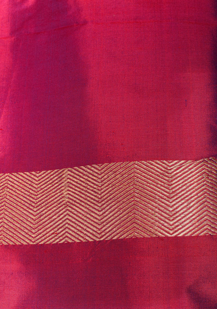 Banarasi Katan Silk Saree in Blue with Alfi Buttas and Zari Stripes  | SILK MARK CERTIFIED