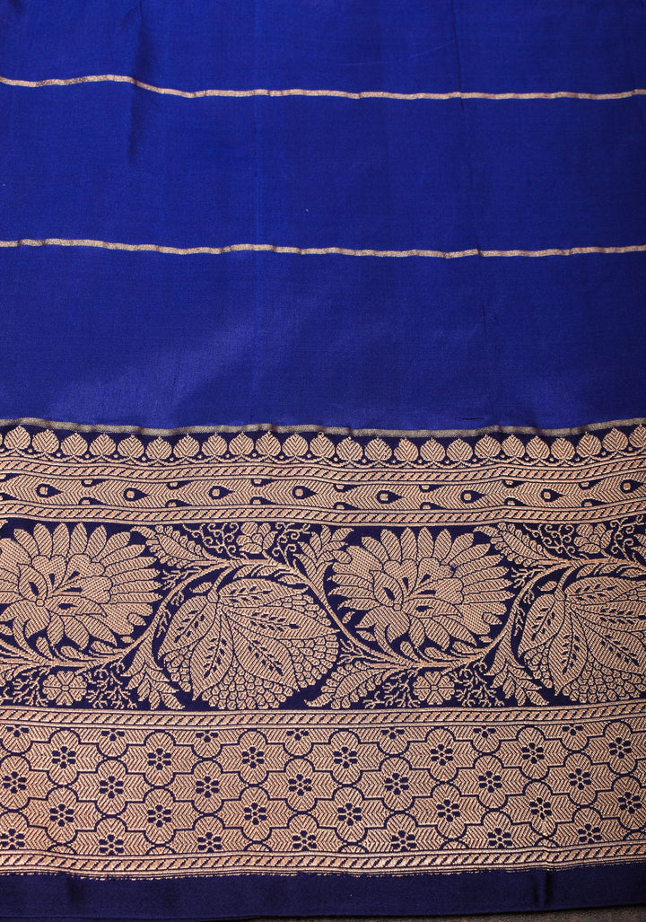 Cyan Blue and Green dual tone Banarasi Katan silk saree with Checks and Buttas | SILK MARK CERTIFIED