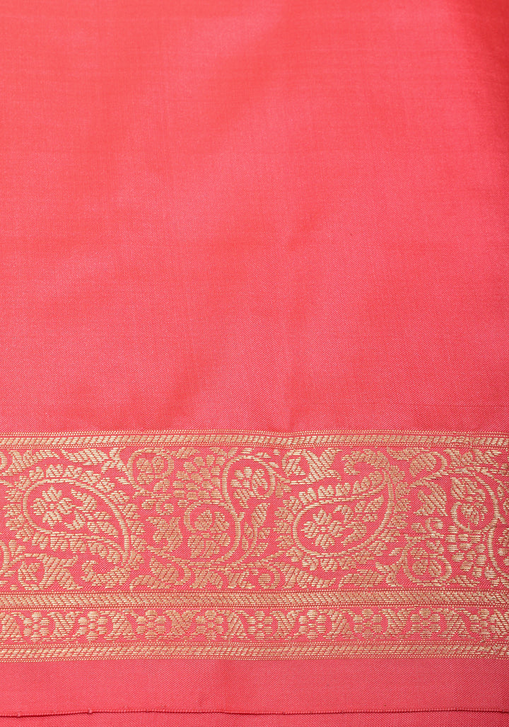 Pink Pure Banarasi Katan Silk Saree with Floral Buttis and Zari Border | SILK MARK CERTIFIED