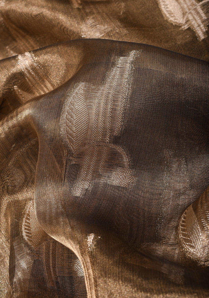 Bronze Banarasi Silk Tissue saree with Zari Buttas and Border | SILK MARK CERTIFIED
