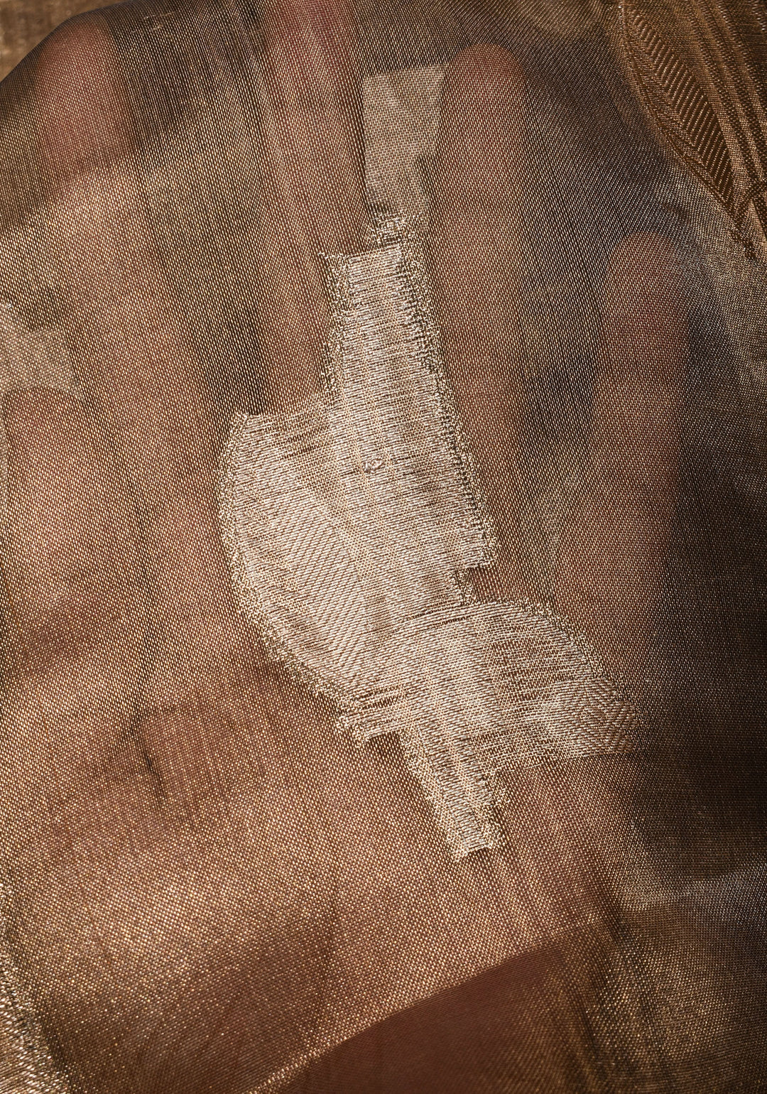 Bronze Banarasi Silk Tissue saree with Zari Buttas and Border | SILK MARK CERTIFIED