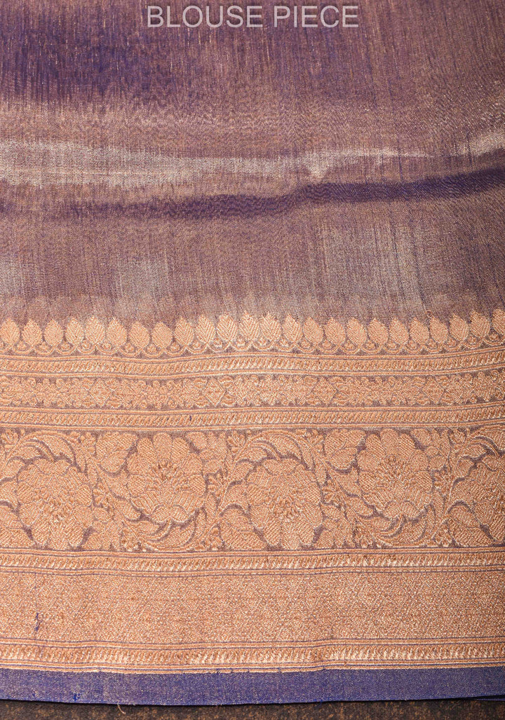 Blue Tone Banarasi Pure Tissue Silk Saree with Sona Rupa Buttas and Zari Border | SILK MARK CERTIFIED