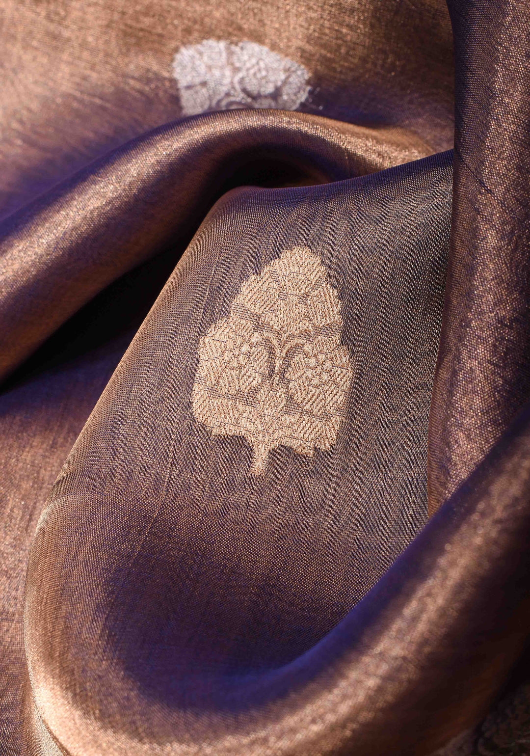 Blue Tone Banarasi Pure Tissue Silk Saree with Sona Rupa Buttas and Zari Border | SILK MARK CERTIFIED