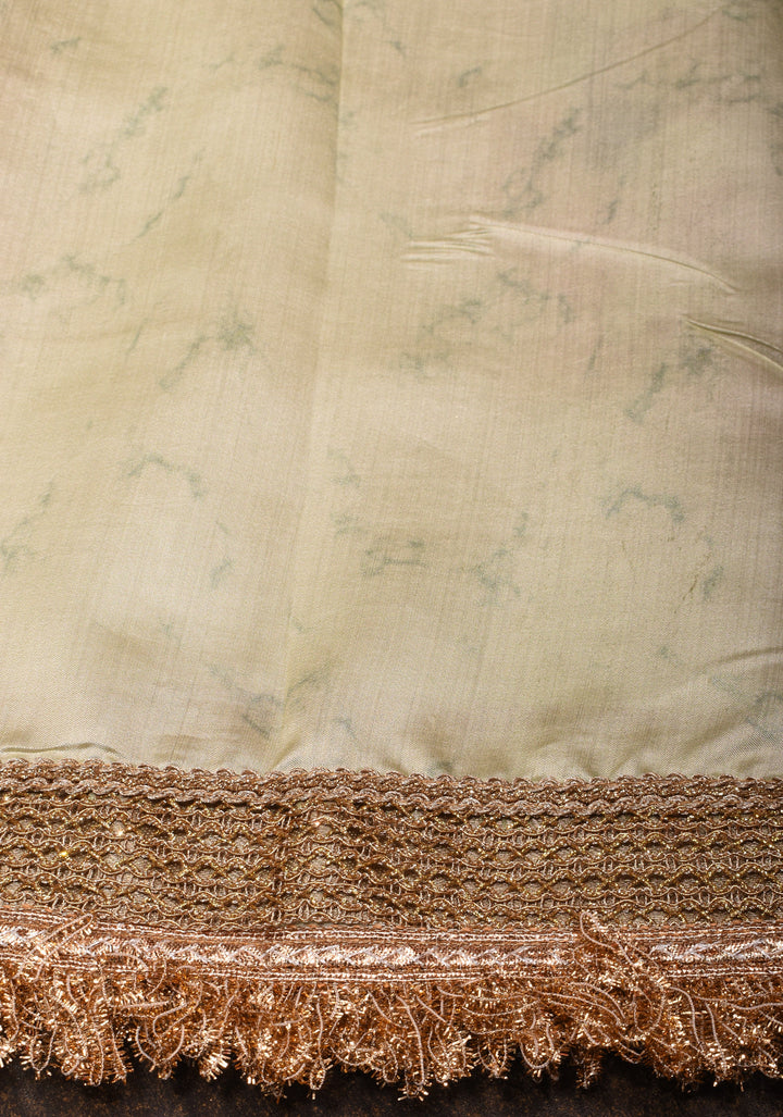 Pure Organza Silk Saree in Off-White with Floral Digital Print and Lace Trim Border | SILK MARK CERTIFIED