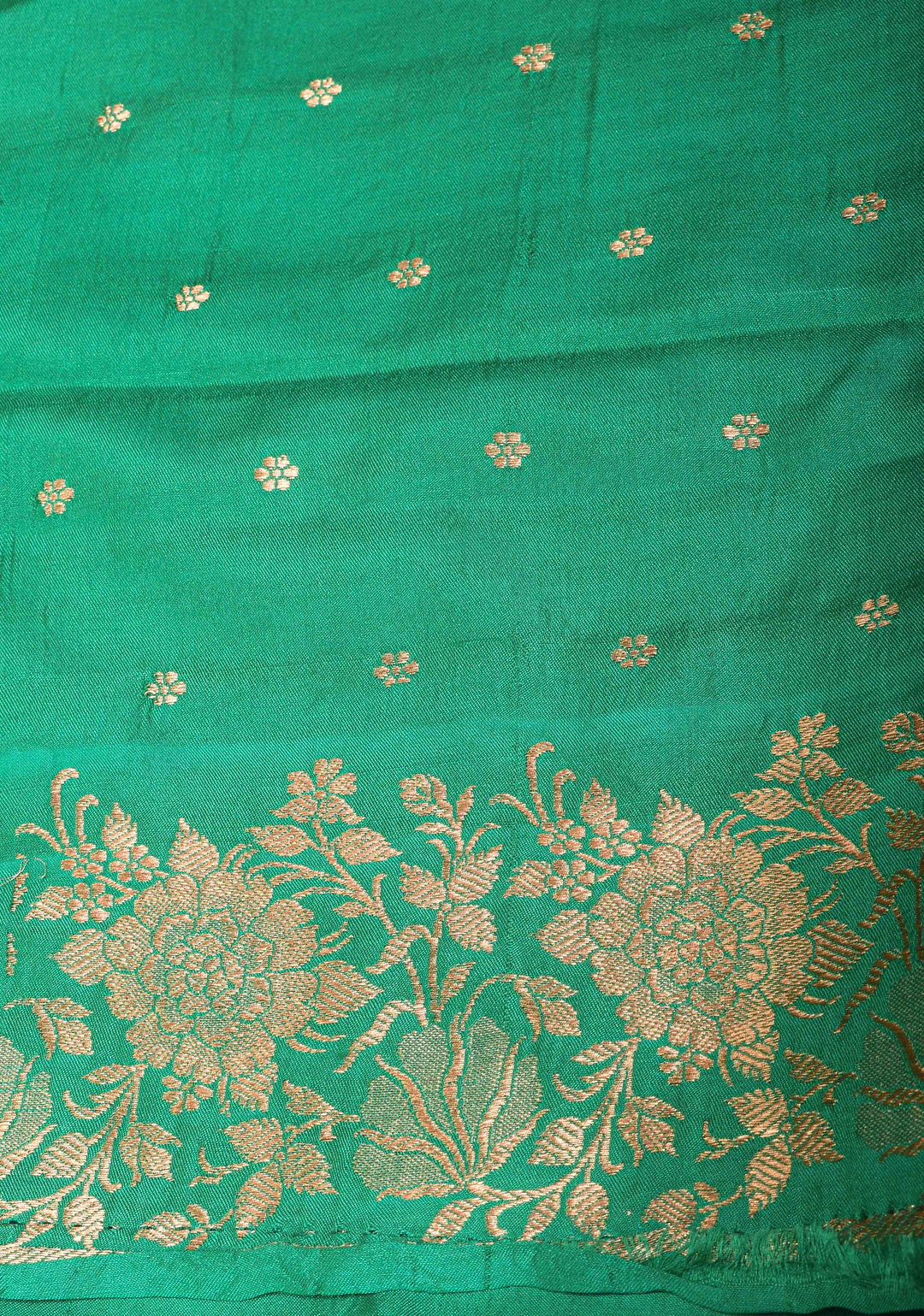 Exquisite Sea Green Banarasi Mashru Silk Saree with Sona Rupa Buttis and Zari Border | SILK MARK CERTIFIED