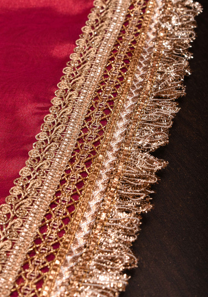 Pink Banarasi Tissue Handloom Saree with Sona Rupa Kadhuwa Buttas and Elegant Lace Border| SILK MARK CERTIFIED