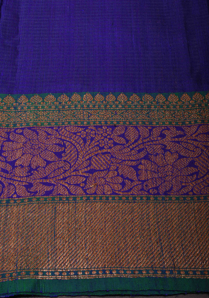Purple Dual tone Pure Banarasi Dupion Silk Saree with Meenakari Buttas and Zari Border | SILK MARK CERTIFIED